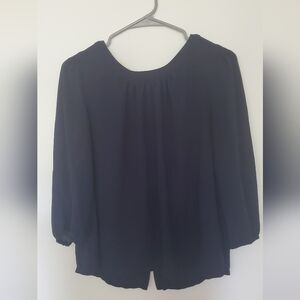 Navy Blue Button Back Blouse